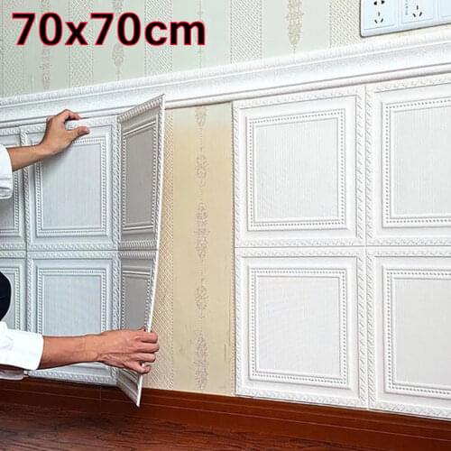 3D Wall Sticker Stereo Ceiling Panel Roof Decor Foam Wallpaper Self-adhesive Waterproof DIY Living Room Decoration TV Background