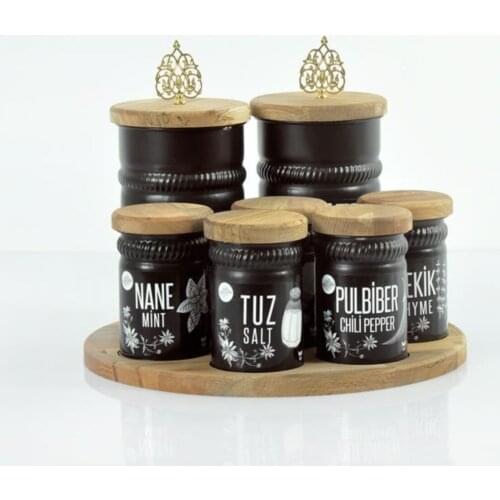 7li Spice Rack Wooden Standing Black