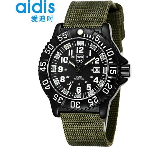 Addies dive Sport Watches Luminous tube Military NATO Nylon Wrist Watch Man Clock Fashion Chronograph Wristwatch Mens watch