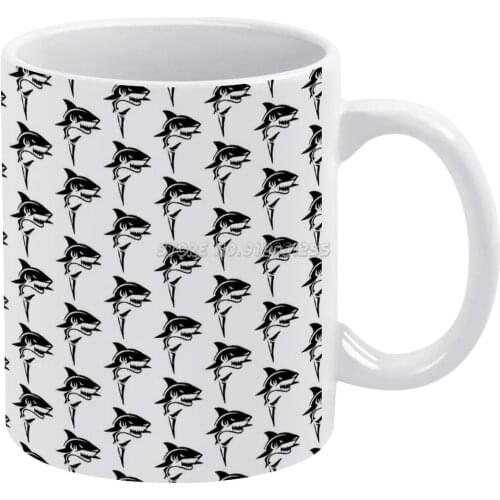 Shark T Shirt White Mug Coffee Mug 330ml Ceramic Home Milk Tea Cups and Mugs Travel Gift for Friends Wild Animal Shark Cool Funn