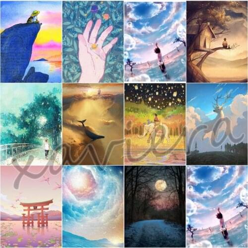 Xaviera Full Square Drill Cartoon Fantasy Landscape 5D Diamond Painting Cross Stitch Rhinestone Mosaic Embroidery Handmade Gifts
