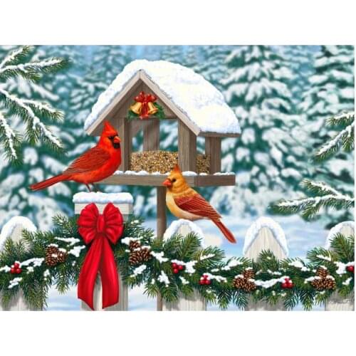 Snow pine tree diamond art painting birds aviary mosaic embroidery picture puzzle stones stickers home decor needlework craft