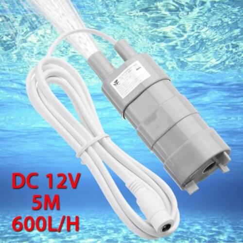 1 Piece DC 12V Brushless Submersible Water Pump 5M 600L/H Fishpond -40°C ~ +60°C