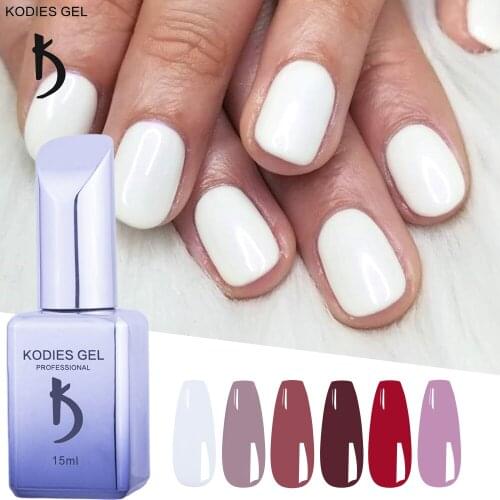 KODIES GEL Pure White Gel Nail Polish 15ML Semi Permanent Vernis Resin LED/UV Polishing Nails Art Gellac All for Manicure Design