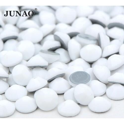 JUNAO SS6 8 10 16 20 30 Ceramic White Hot Fix Flatback Rhinestones Iron on Glitter Glass Strass For Needlework Clothes