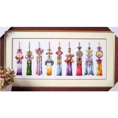 Colorful chinese knot patterns Counted Cross Stitch 11CT 14CT DIY Chinese Cross Stitch Kits Embroidery Needlework Sets