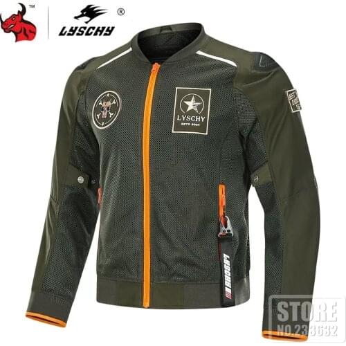 LYSCHY Summer Motorcycle Jacket Mens Breathable Chaqueta Moto Jacket Mesh Riding Jacket Motorcycle With Removable Protector