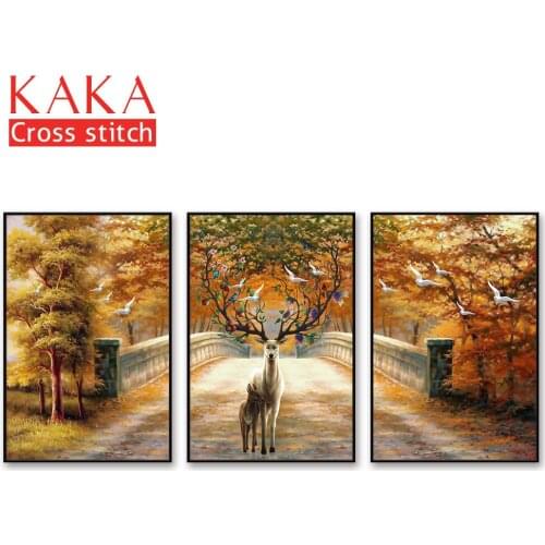 Cross stitch kits,Embroidery needlework sets with printed pattern,11CT-canvas for Home Decor Painting,Animals Full NCKA097