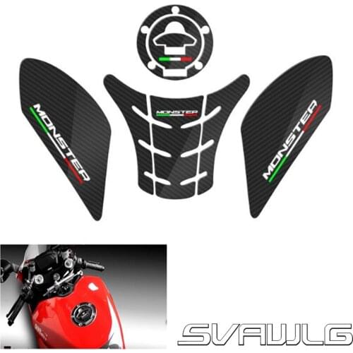 For DUCATI MONSTER 821 1200 797 Motorcycle Carbon Fiber Oil Tank Pad Sticker Decals Pad Side Gas Knee Grip Protector