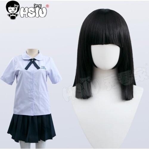 Nanno cosplay wig clothing School unifo Girl from Nowhere cosplay「HSIU 」Fiber synthetic wig Black short hair+Free Brand wig Cap
