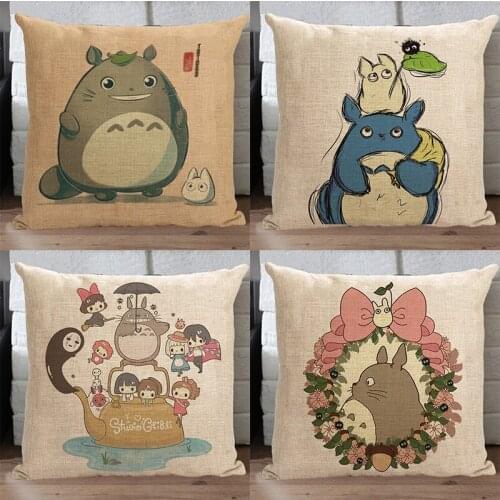 Totoro pillow cover Japanese cute cartoon creative Hayao Miyazaki Totoro series throw pillow cover wholesale