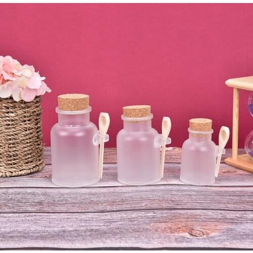 Plastic Empty Bath Salt Bottle Cream Powder Jar Container With Cork Spoon Refillable Empty Durable 200g/300g