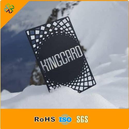 Popular fashion design OEM engraved debossed hole cutting out steel stainless metal name cards