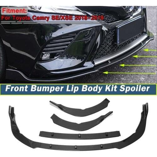 3pcs Car Front Bumper Splitter Lip Spoiler Lower Diffuser Guard Deflector Lips For Toyota For Camry SE XSE Sport Model 2018-2019