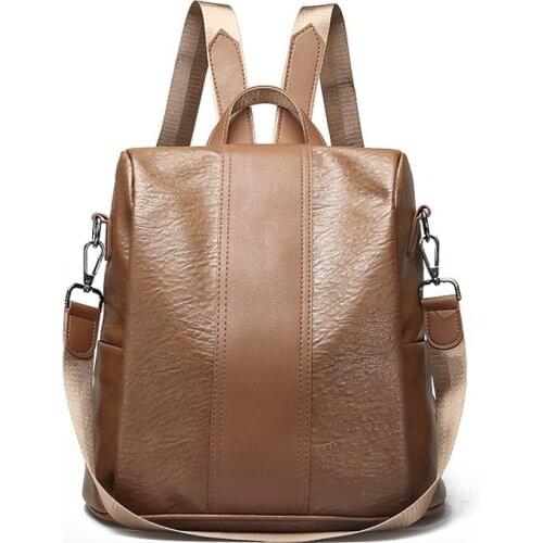 2019 Women Leather Anti-theft Backpacks For Girls Mochilas Ladies Bagpack School Bags For Girls Solid Large Capacity Back Pack