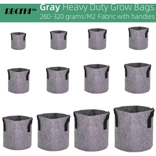 RBCFHI 1-300 Gallon Gray Grow Bags Heavy Duty Container Thickened Nonwoven Fabric Aeration Plant Pots w/ Handles Garden Planter