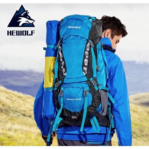Hewolf 65L Outdoor Sport Bag Professional Climbing Bag Big Capacity Camping Bag High Qualtity Tear Resistance Waterproof Fabric
