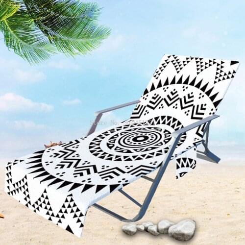 Geometry Bohemia Beach Chair Cover Holiday Swimming Pool Lounger Chairs Cover With Storage Pocket Summer Seaside Beach Towel