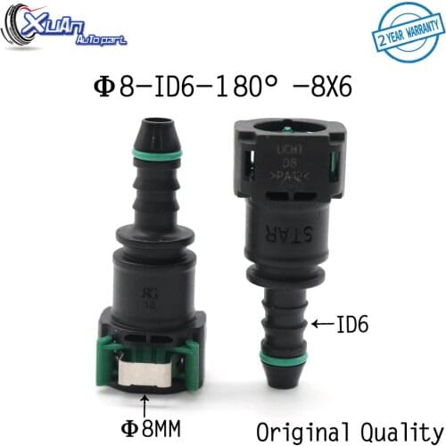 XUAN 2pcs D8 8mm 8 ID6 180 degree Fuel Line Quick Connector Female Connector Gasoline Filter Fuel Filter for Peugeot for Citroen