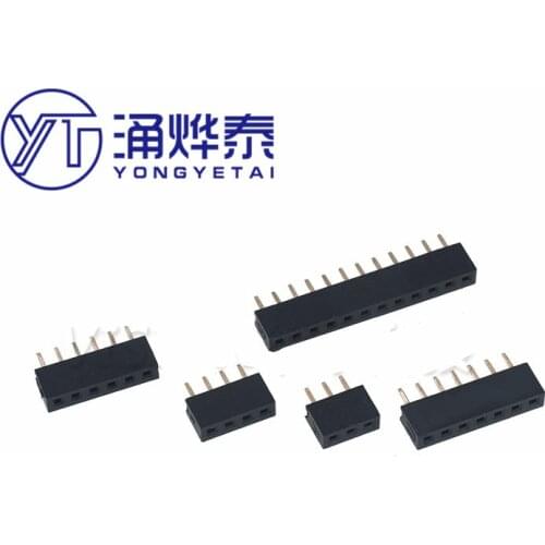 YYT 10PCS Single Row Female Socket Jack PCB Board Pin Header StraightConnector1*2P/3/4/5/6/7/8/9/10/11/12/14/15/16/17/20-40P