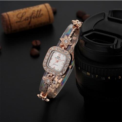 SOXY Brand 2020 New Fashion Rose Gold Bracelet Watch Women Luxury Rhinestone Quartz Watch Ladies Watches Hour Relogio Feminino