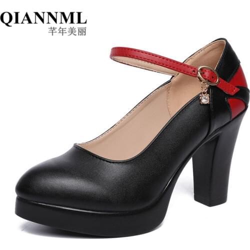 Plus Size 33-43 National Style Block Heels Platform Pumps Women Autumn Shoes 2021 High Heels Office Wedding Shoes Ladies