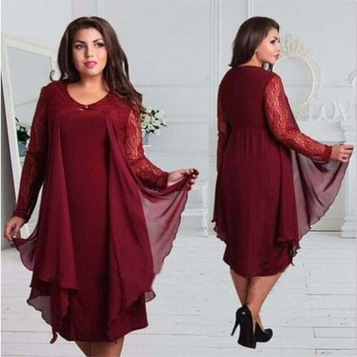 Women Dress plus size XL-5XL evening party dresses for fat Pathcwork Lace Ladies Dress Fashion Women Clothing Vestido