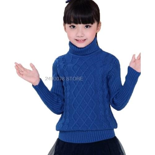 Boys Girls Winter Turtleneck Sweater School Kids Warm Christmas Sweaters Children Knitted Pullover Outerwear Cardigan Sweater