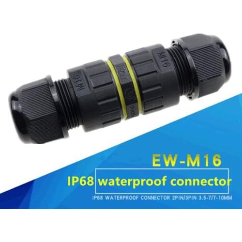 1pcs EW-M16 IP68 Cable Connector Outdoor Sealed Retardant Plug Socket 2pins 3pins Electrical Waterproof Connectors