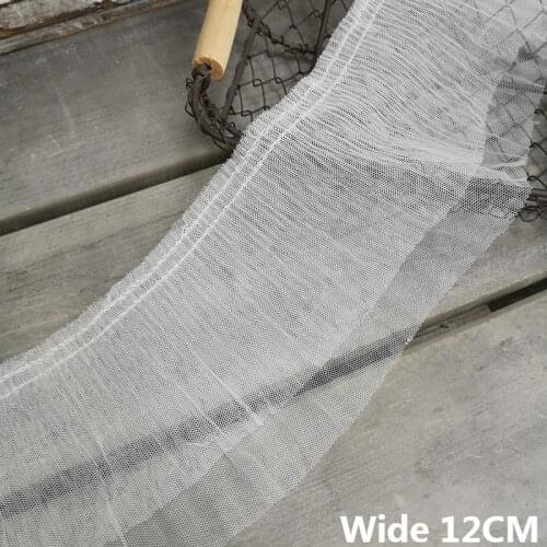 12CM Wide Luxury Double Layers White Tulle Mesh 3D Pleated Fabric Lace Dress Collar Cuffs Fringe Trim Curtains Home Sewing Decor