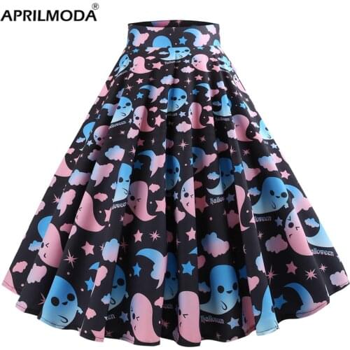 2020 Christmas Plus Size Long Skirts Retro Vintage Big Swing Women Elegant Cute Harajuku Rockabilly Party Skirt High Waist