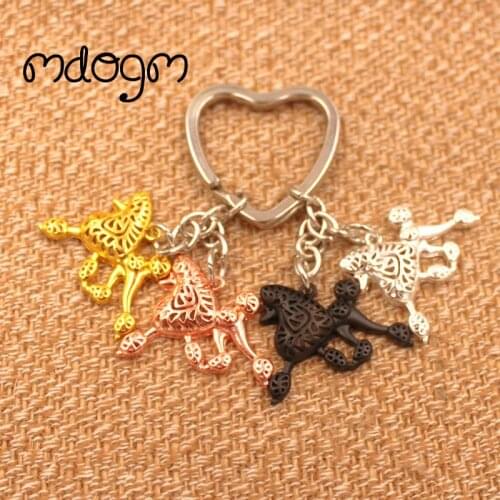 2021 Cute Poodle Dog Animal Gold Silver Plated Metal Pendant Keychain For Bag Car Women Men Key Ring Love Jewelry K012