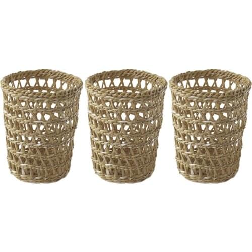 3pcs Straw Woven Cup Holders Heat Resistant Hand Woven Drink Glass Cup Holder
