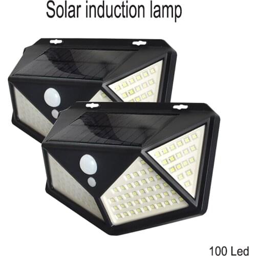 4sided 100 LEDs Solar Power Induction Lamp Outdoor Wall Lamp PIR Motion Corridor Lights Light Control Street Lamp Garden Light