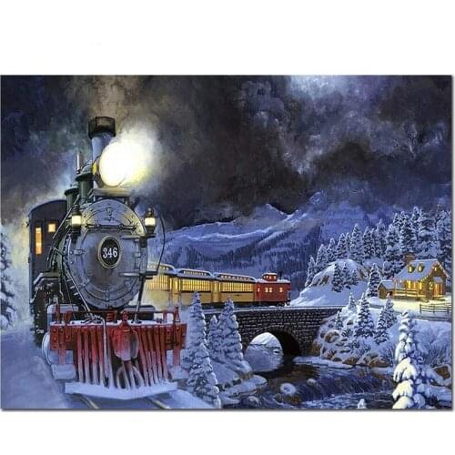 5d diy square/Round diamond painting home decor rhinestone diamond embroidery mosaic cross-stitch winter snow landscape train