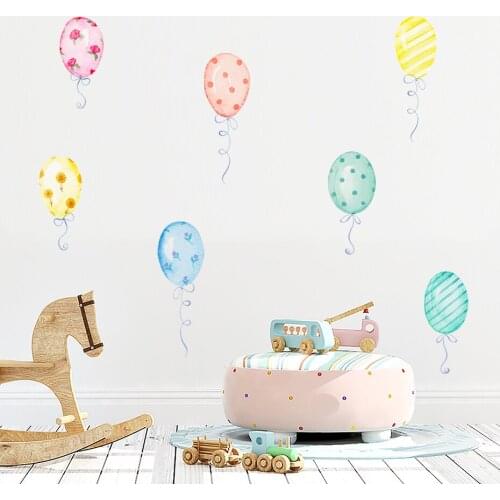 7Pcs Watercolor Colourful Balloon PVC Wall Decals Nursery Art Stickers Wallpaper Posters Gift Girls Bedroom Removable Home Decor