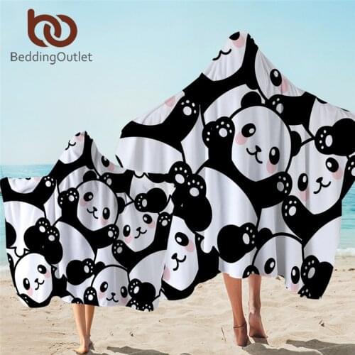 BeddingOutlet Panda Hooded Towel Bathroom Cartoon Rainbow Adult Towel With Hood Animal Wearable Towel toalla microfibra 1/2pcs