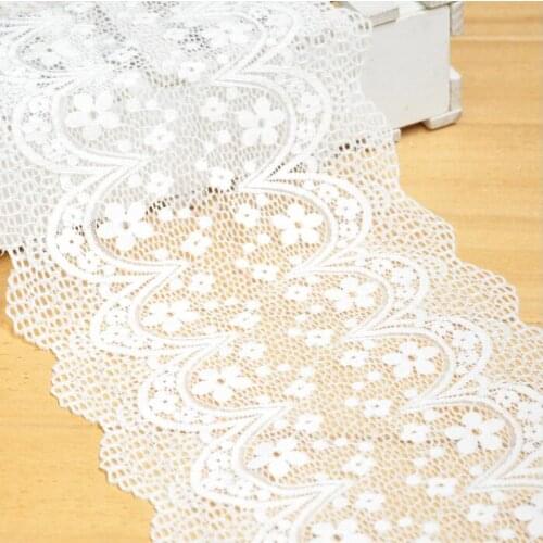 2 Meters/ lot Off White Lace Fabric Flower Floral Lace Trim 18cm Width for Garment DIY Accessories