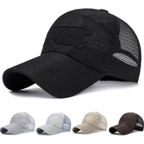 Women Men Baseball Cap Summer Mesh Sun Hats Embroidery Letter Unisex Hats Adjustable Breathable Sports Fishing Caps