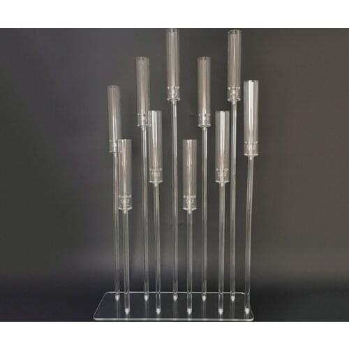 Hotel Hall Large Acrylic Candelabrum Wedding Candlesticks Table Centerpieces Rack Flower Row Stand Candelabra Candle Holder