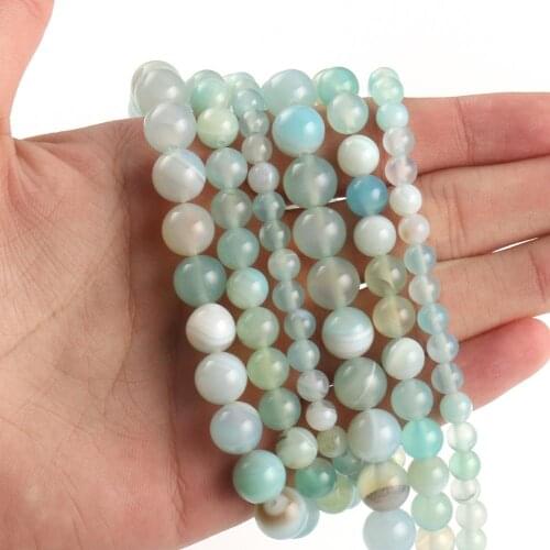 6/8/10mmLight Blue Sardonyx Beads Natural Agates Round Loose Stone Beads for Jewelry Making DIY Bracelets Necklace Supplies 15