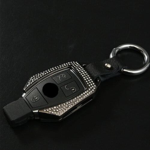 Zinc Alloy With Diamond Car Key Case Remote Fob Shell Cover Keychain for Mercedes Benz C E Class 2 3 Buttons Key
