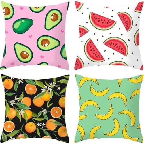 Tropical leaves Summer Fruits Print Cushion Case Bright Candy Colors Pink Blue Throw Pillows Case Sofa Couch Pillows 45x45CM