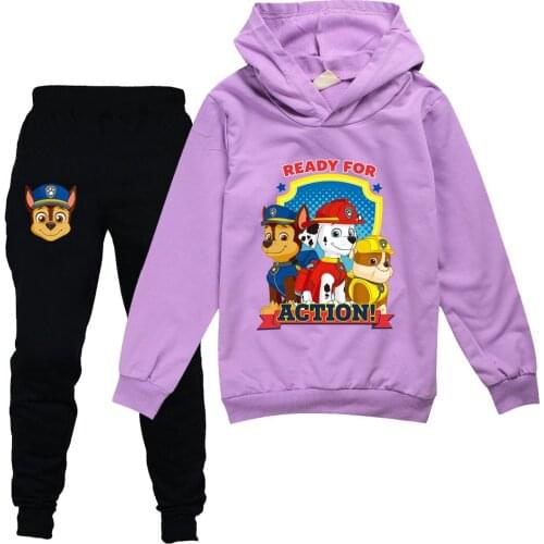PAW PATROL Cartoon Printed Girls Kids Full Sleeve Autumn Hoodie Pants Clothing Set Children Sweatshirt Coat Trousers Clothes