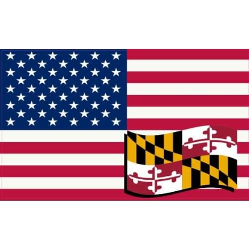 Usa flag and maryland flag 90x150cm polyester digital print banner new top 3x5ft banner