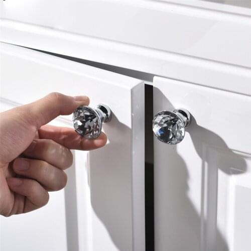 Crystal Round Cabinet Door Knobs and Handles 24K Real Gold Czech Zinc Allo Furnitures Cupboard Wardrobe Drawer Pull Handles