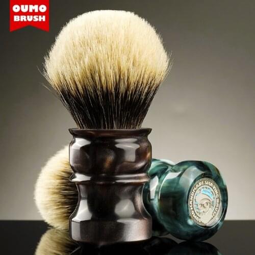 OUMO BRUSH- OUMO VOLCANIC CHUBBY shaving brush with Manchuria SILK WT HOOK BOAR 10 different knots to choose