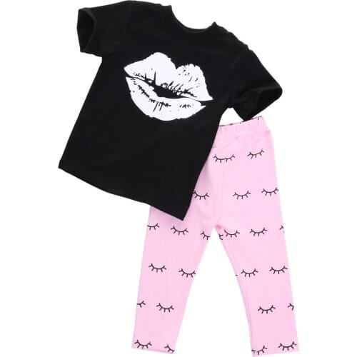 Children Girl Clothes Sets New Top 2pcs Cute Pink Newborn Infant Kids Baby Girls Shorts Love T-shirt + Pants 2pcs Clothes Set