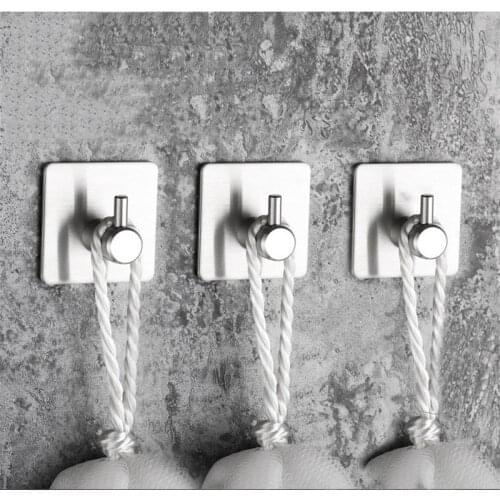 4pcs Sticker Adhesive Stainless Steel Kitchen Hooks Wall Door Clothes Coats Hats Hanger Bathrooms Hook Towel Rustproof Shelf