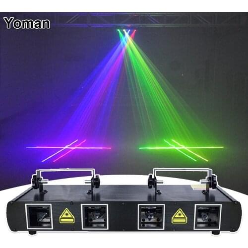 Four Head Laser Scanner RGBY Laser Show System Stage Disco Party Christmas Decoration Laser Lighting DMX DJ Disco Dance Floor